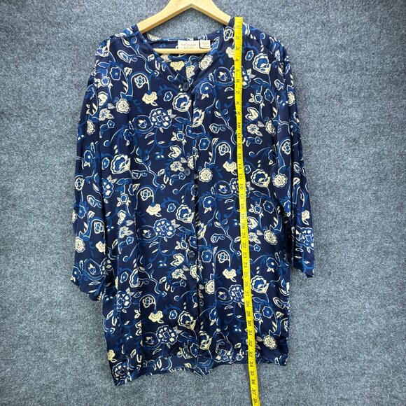 Vintage Victorias Secret Gold Label Silk Sleepshirt Womens Small Blue Floral 90s - Picture 10 of 15